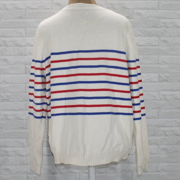 GAP Sweater Men's Knit Pullover Patriotic Red White Blue Stripe Vintage X-Large - Picture 4 of 12